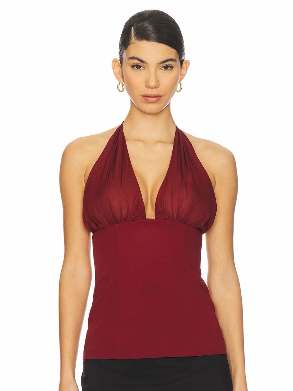 Stone Cold Fox Revolve Bryce Wine Red Fitted Convertible Halter Neck Top XXS NWT